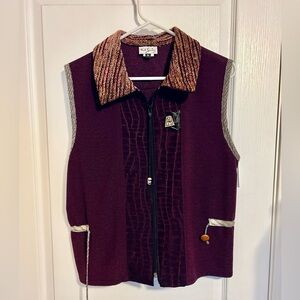 Vintage K.d. Spring Vest with Knit Collar